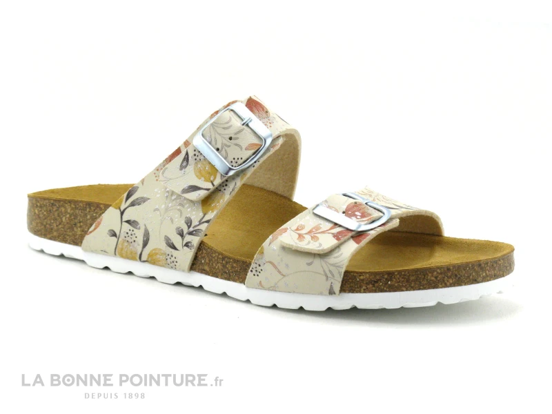 Bio Life 2632 Fleuri - Mule Femme - 2 Brides Reglables