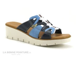 Jordana 35 Fantasia - Bleu Marine - Blanc - Bleu Clair - Mule Compensee