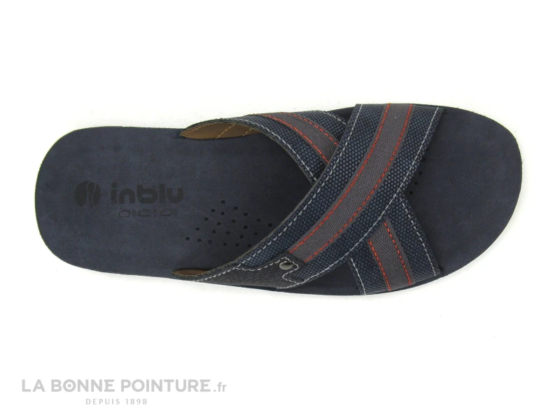Inblu FO483R01 Bleu Marine - Coutures Rouges - Mule Homme – Image 3