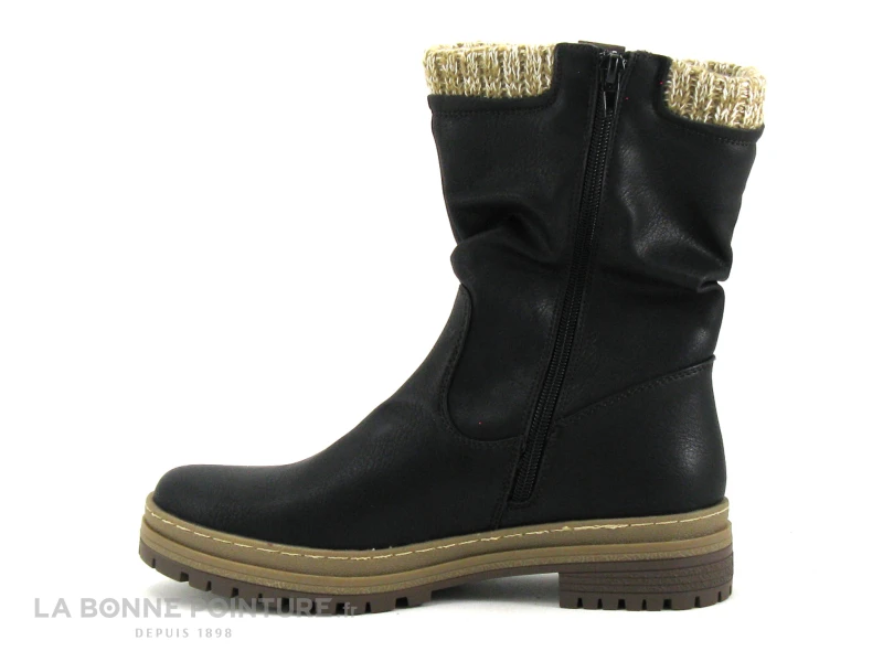 B Et M Banana Moon - REBUS Noir - Bottine Femme - Lainage Beige – Image 3