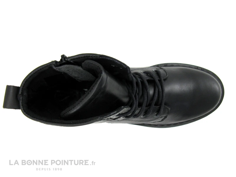 Morans SALBAIN Noir - Boots Femme Cuir Noir Avec Lacet Et Zip – Image 6