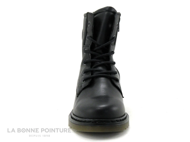 Morans SALBAIN Noir - Boots Femme Cuir Noir Avec Lacet Et Zip – Image 2