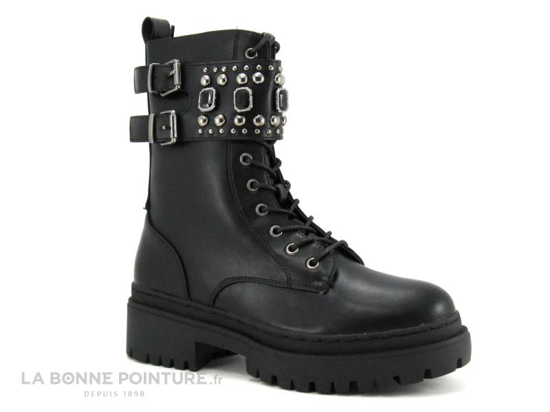 The Divine Factory HX4703 Noir - Bottine Rangers - Laniere Avec Clous Et Perles – Image 5
