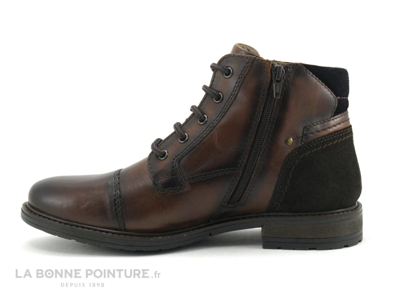 Point D Orgues FAGUE Marron Fonce - Boots Homme Lacet Et 2 Zips – Image 3