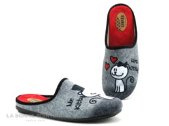 Selkis 22309 Gris - Mrs Kitty Et Mr Kitty - Pantoufle Chat Femme
