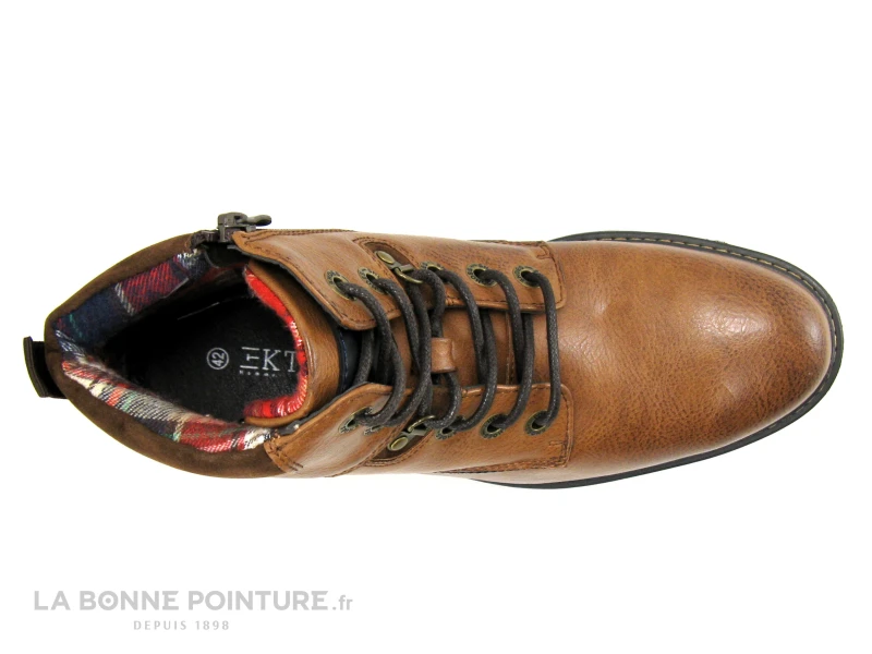 Ektik GRANOLA Marron - Bottillon Homme Avec Lacet Et Zip – Image 3