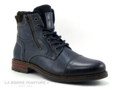 Arid RYAN Marine - Boots Homme Cuir Bleu Marine - Zip Et Lacet