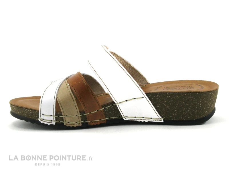 Fly Flot FLAMINGO Blanc Marron Beige - Mule Talon Compense – Image 2