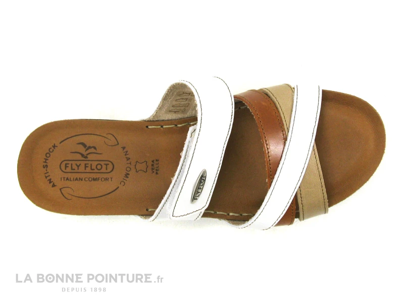 Fly Flot FLAMINGO Blanc Marron Beige - Mule Talon Compense – Image 3