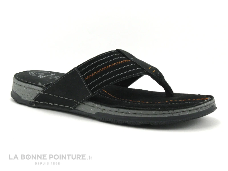 Morans TYMEO Noir - Tong Homme En Cuir Noir