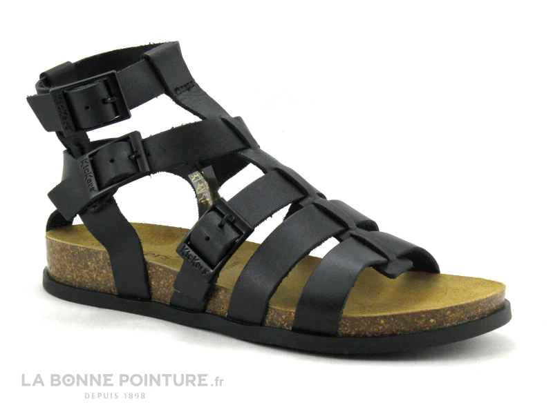 Kickers KICK ALEXA Noir - Nu-pieds Femme Cuir Noir – Image 5