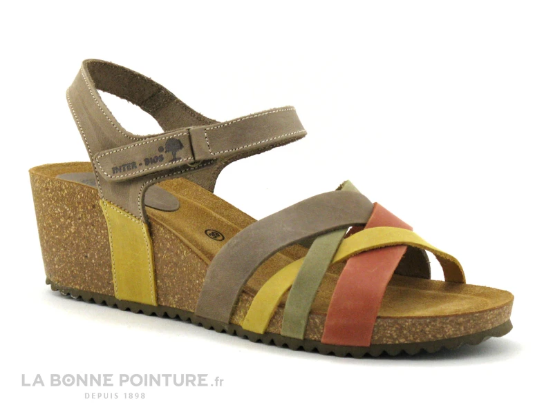 Inter Bios 5637 Kaki Moutarde Orange - Sandale Compensee Femme – Image 5