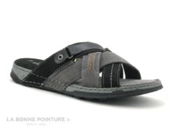 Point D Orgues TEJHO DECOT Noir Gris - Mule Cuir Homme