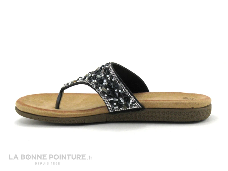 Morans KIELLA Noir - Tong Femme Large Bride Avec Avec Perles – Image 2